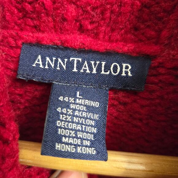 Ann Taylor Womens Vintage Christmas Embroidered Snowflake Turtleneck Sweater L - Picture 6 of 9